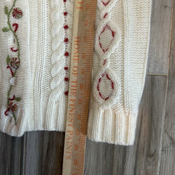 Vtg Christopher Banks Christmas Cardigan Sz M Button Cable Knit Candy Granny - Picture 8 of 8